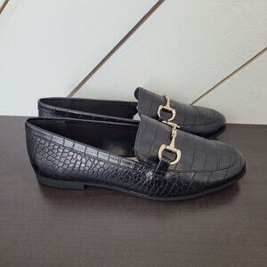 NEW Alfani Step N Flex Womens Gayylep Black Croc Loafers Size 8M